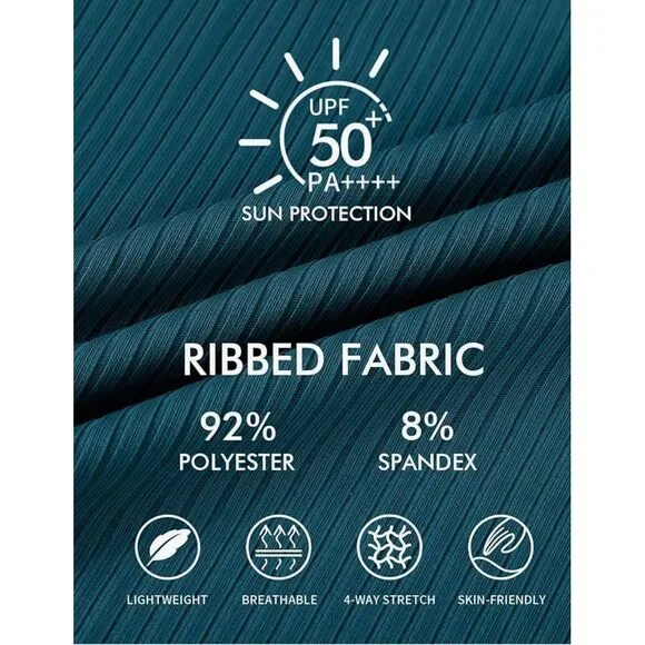 Charmo Women One Piece Swimsuit Zipper Back Ribbed Swimwear Sporty Racerback M - Picture 5 of 8